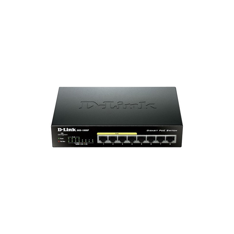 SH DLINK DGS-1008P GIGABIT UNMANAGED POE SWITCH 8P